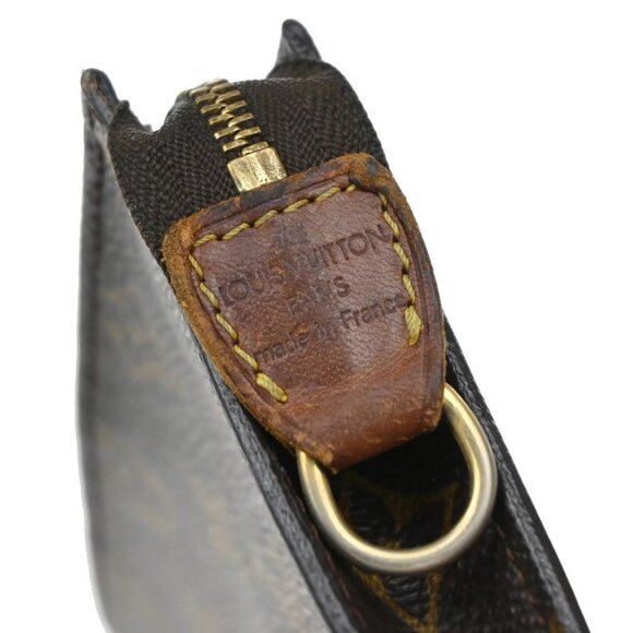 LOUIS VUITTON Logo BUCKET PM Pouch Bag Monogram Leather Brown France - Picture 8 of 14